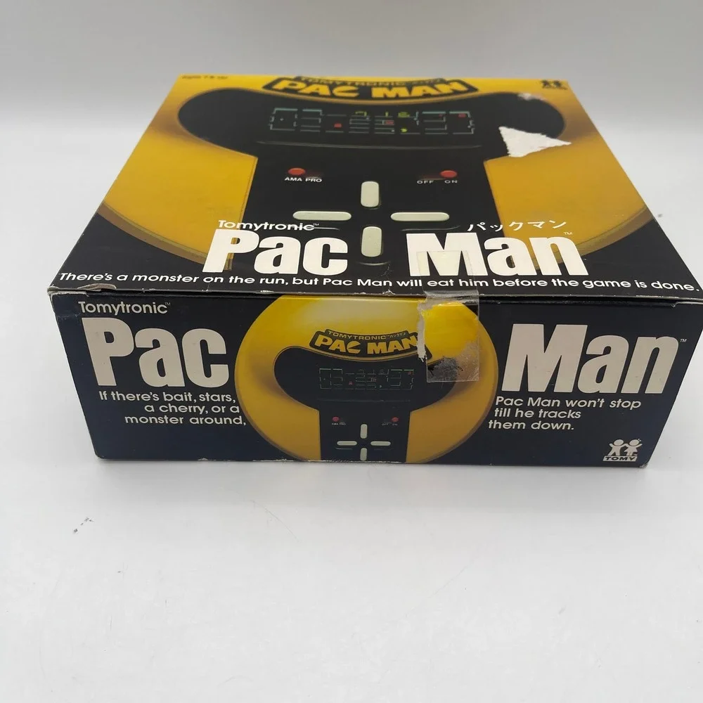 Vintage 1981 Tomytronic Pac-Man Handheld VFD Arcade Game Tomy Yellow Japan